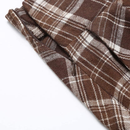 IDEALSANXUN Women's Plaid High Waist A-Line Pleated Midi Skirt