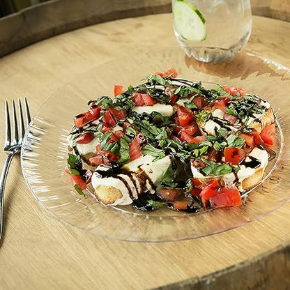 Party Essentials Deluxe Quality Hard Plastic 7.5-Inch Round PartySalad Plates, Clear, 24 Count
