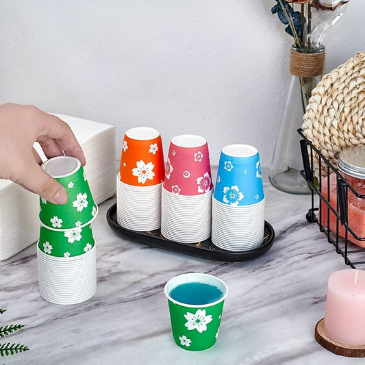 LITOPAK 400 Pack 3oz Disposable Bathroom Cups, Colorful Disposable Mouthwash Cups, Small Paper Cups for Parties, Picnics, Barbecues, Travel and Events