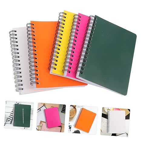 CAXUSD 5pcs Mini Spiral Notebook Portable Notepad for Students Thick Solid Color Academic Journals for Note Taking at School Office