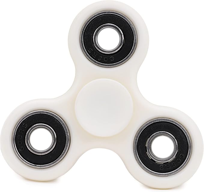 Toyland® Fidget Hand Spinner - Stress and Anxiety Relief - Assorted Colours (White & Black Rings)