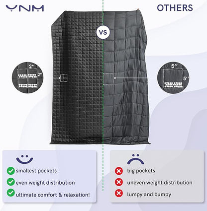YnM Cotton King Size Weighted Blanket for Adults (88x104 Inches, 30 Pounds, Light Grey), Smallest Compartments with Cooling Glass Beads,Heavy Blanket for Two Persons of 140~240lbs on Queen or King Bed