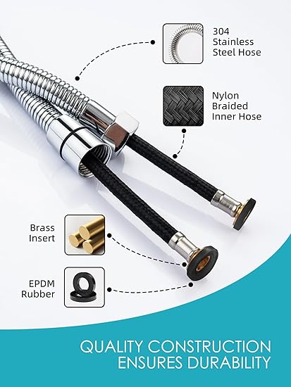 Stainless Steel Toilet Hose, 47 Inch, Silver, Perfect for Handheld Toilets and Showers, 1 Pack