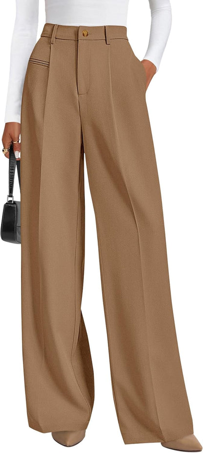 PRETTYGARDEN Womens Wide Leg Dress Pants 2026 Business Casual Flowy Work Palazzo Pants High Waisted Slacks Trouser