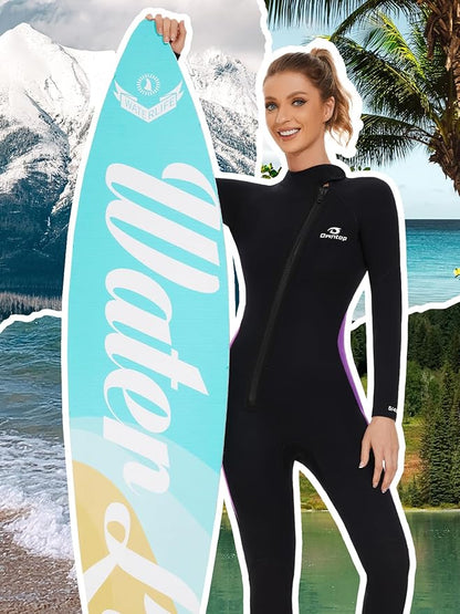 Owntop Wetsuit 5mm Neoprene Diving Suit - Mens Womens Thicken Full Wet Suit, Front Zip Long Sleeve UPF50+ Keep Warm Swimwear for Scuba Surfing Swimming Diving Snorkeling Water Sports
