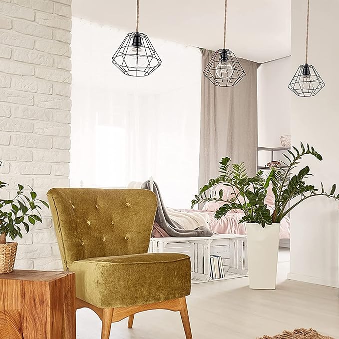 Simple Deluxe 15FT Pendant Light Cord, Suitable E26 Socket with Switch, Twisted Hemp Rope Plug in Hanging Light Kit, for Industrial Retro DIY Decoration