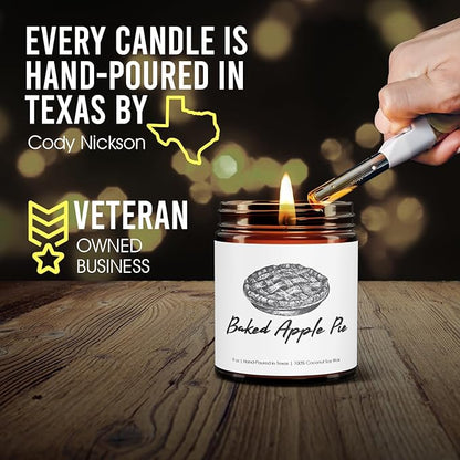 Fall Candle | 100% Natural Coconut Soy Wax | 9oz | Baked Apple Pie