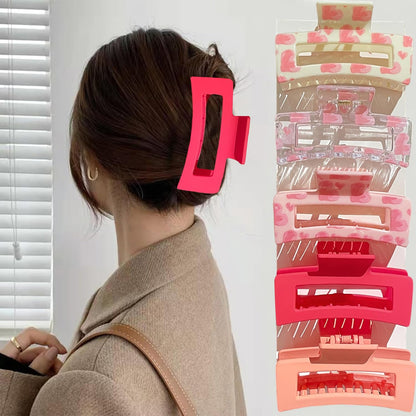 5Pcs Valentines Hair Claw Clips for Women Pink Heart Hair Clips Medium Square Hairs Claw Clips Cute Hair Accessories for Women Valentines Gift Pink Accessories Party Anniversary Supplies