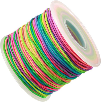 Elastic String for Bracelets, 1mm Sturdy Stretchy String Rainbow Elastic Cord for Jewelry Making, Beading Necklaces and Crafts (164 Feet)