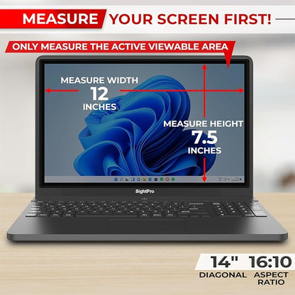 SightPro privacy screen filter blocks side views, reduces glare, and is easy to install on most laptops.