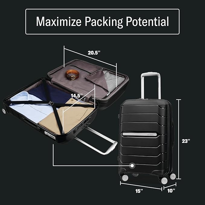 Samsonite Freeform Hardside Expandable with Double Spinner Wheels, Carry-On 21-Inch, Navy