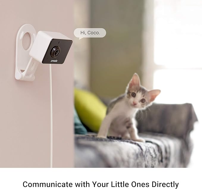 Zmodo Mini Pro, 1080P plug-in WiFi security camera, indoor smart camera with AI motion detection, pet nanny camera, night vision, 2-way audio, app of