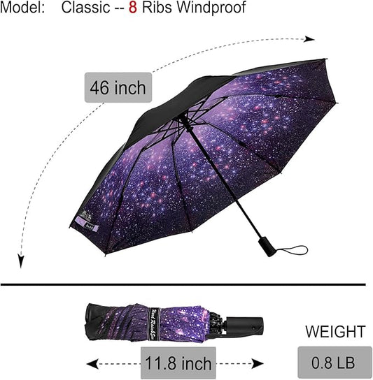 Ward RainSun Windproof Inverted Travel Umbrella - 8, 10, 12  16 Rib Designs with Automatic Folding, Compact  Portable, Durable Reverse-Fold Rain Umbrella for Car  Backpack