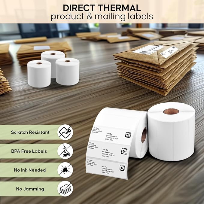 2 Rolls of 3 x 1 Direct Thermal Label, 1400 Labels per Roll - for Zebra  Arkscan Printers