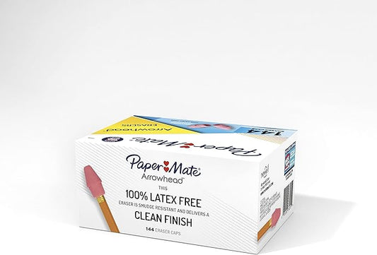 Paper Mate Arrowhead Pink Pearl Cap Erasers, 144 Count