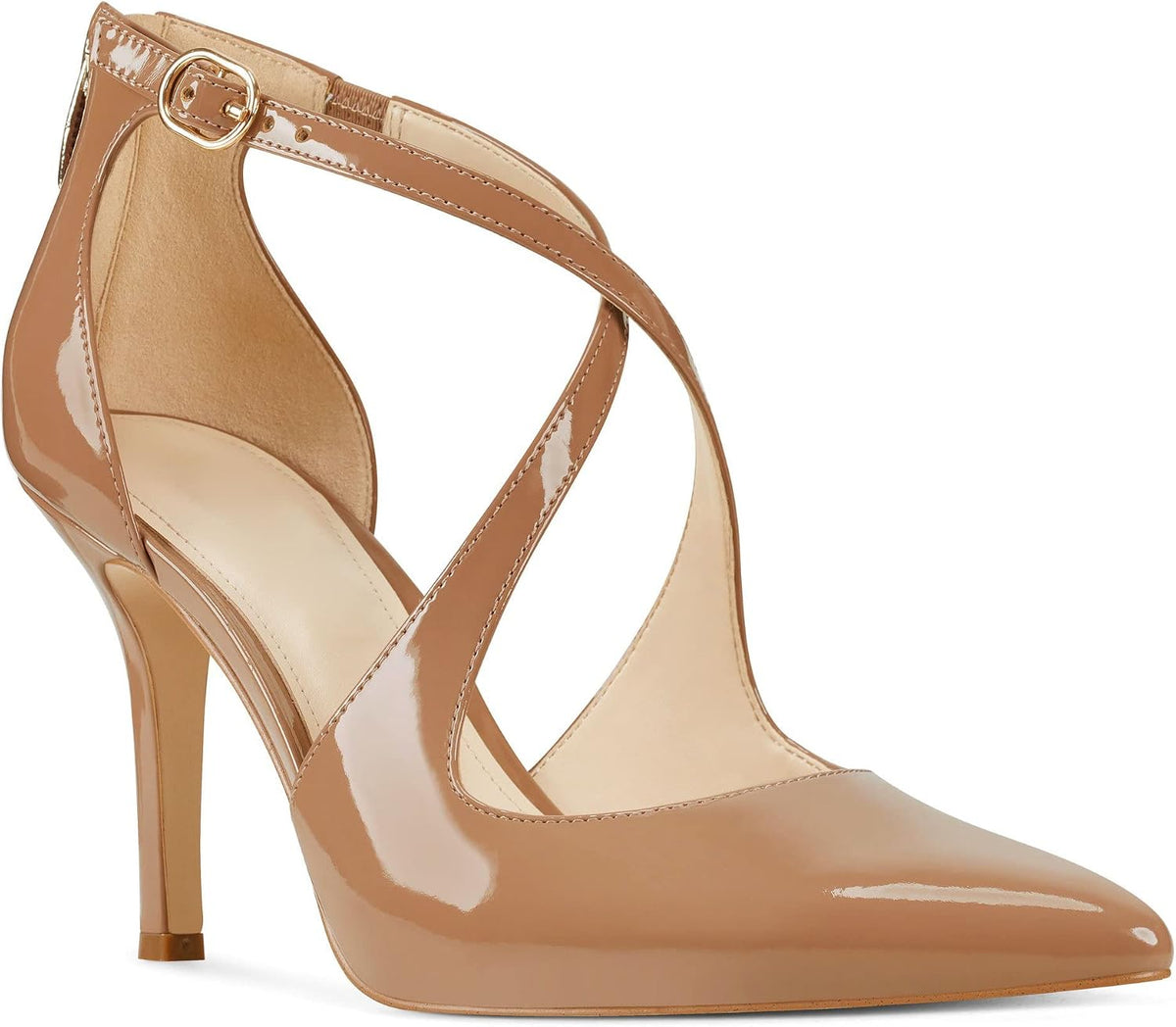 Minshluu Womens Pumps High Heels Pointed Toe Crossed Strap D'Orsay Zip up Stilettos Party Dress Shoes.