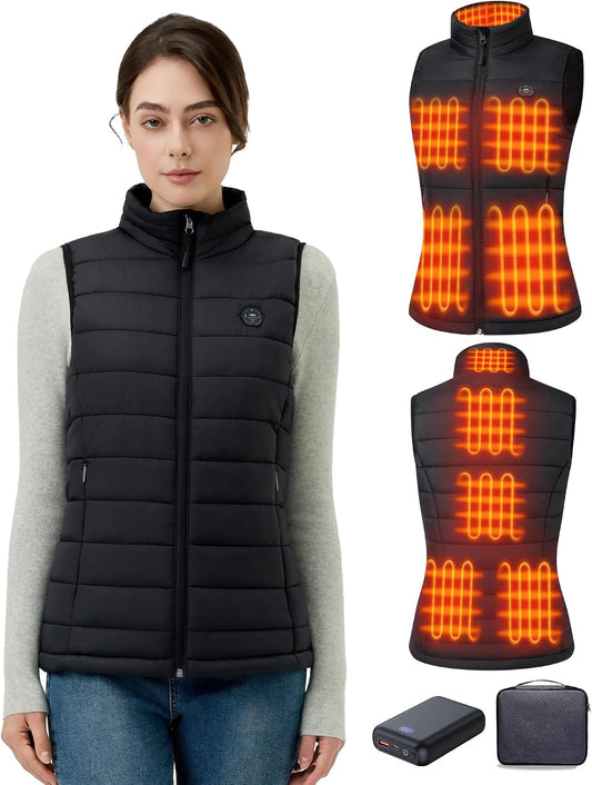 Size Small- Meduim, GOTOBI Women's Heated Vest with 16000 mAh Battery Pack Included, 9 Zones Smart Temp Control Ergonomics Heating System .