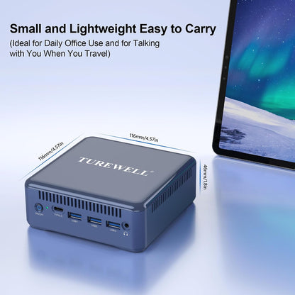 Refurbished - TUREWELL HSI Mini PC, Alder Lake N95 - Quad-Core 3.4GHz, 8GB DDR5 256GB SSD Mini Desktop Computer, WiFi 5/BT5.0/USB3.0/Gigabit Ethernet, Triple 4K Display Micro Computer for Home Office (HSI-95) (Does not come in original packaging)