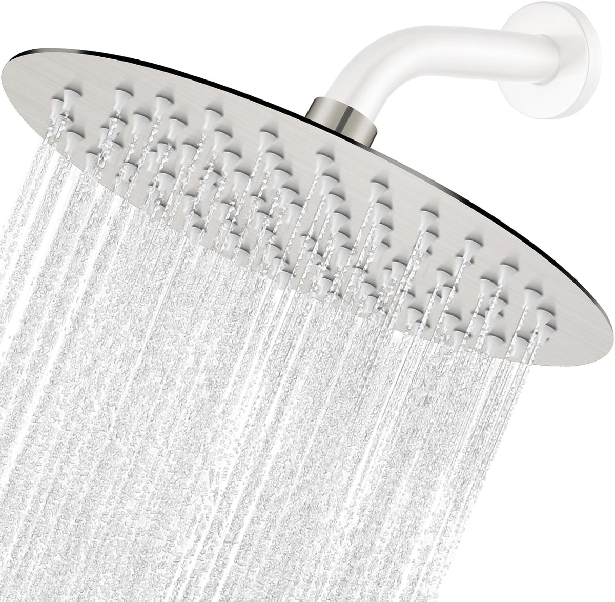 Round Rainfall Shower Head High Pressure Stainless Steel Waterfall Large Rain Shower Head Ultra Thin Design,Brushed Nickel 8 Inch