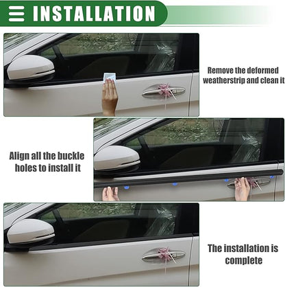 Motoforti Weatherstrip Window Trim Seal Belt Kit, Car Outside Window Seal Belt, for Honda Civic 2012-2015, ABS, 72450TR0A01, Black, 1 Set, Front Rear Left Driver Right Passenger Side
