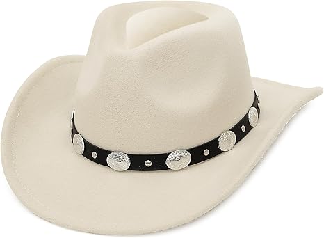 GEMVIE Cowboy Hat for Men Womens Classic Crushable Roll Up Brim Cowboy Hat Belt Buckle Western Cowboy Cowgirl Hat