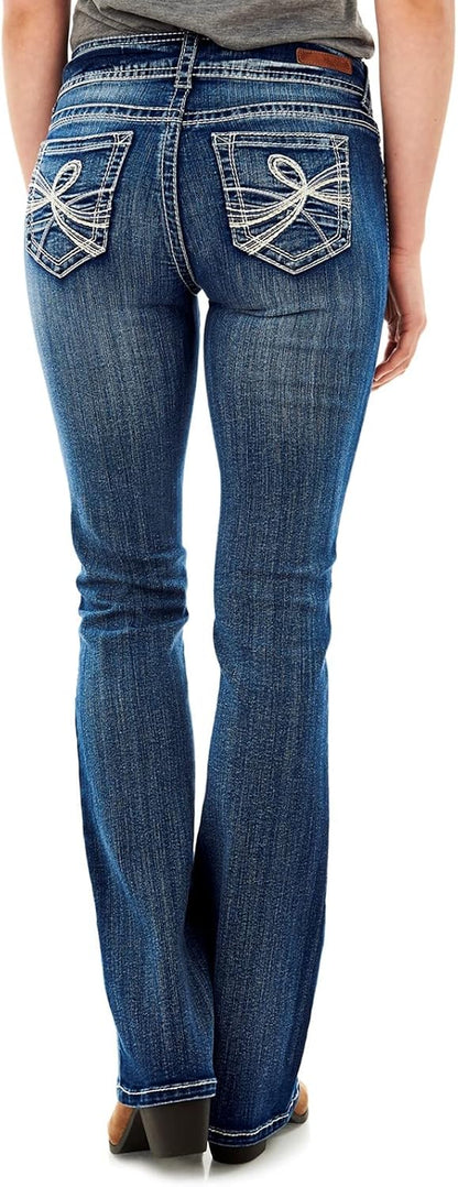 WallFlower Women's Luscious Curvy Mid-Rise Bootcut Jeans