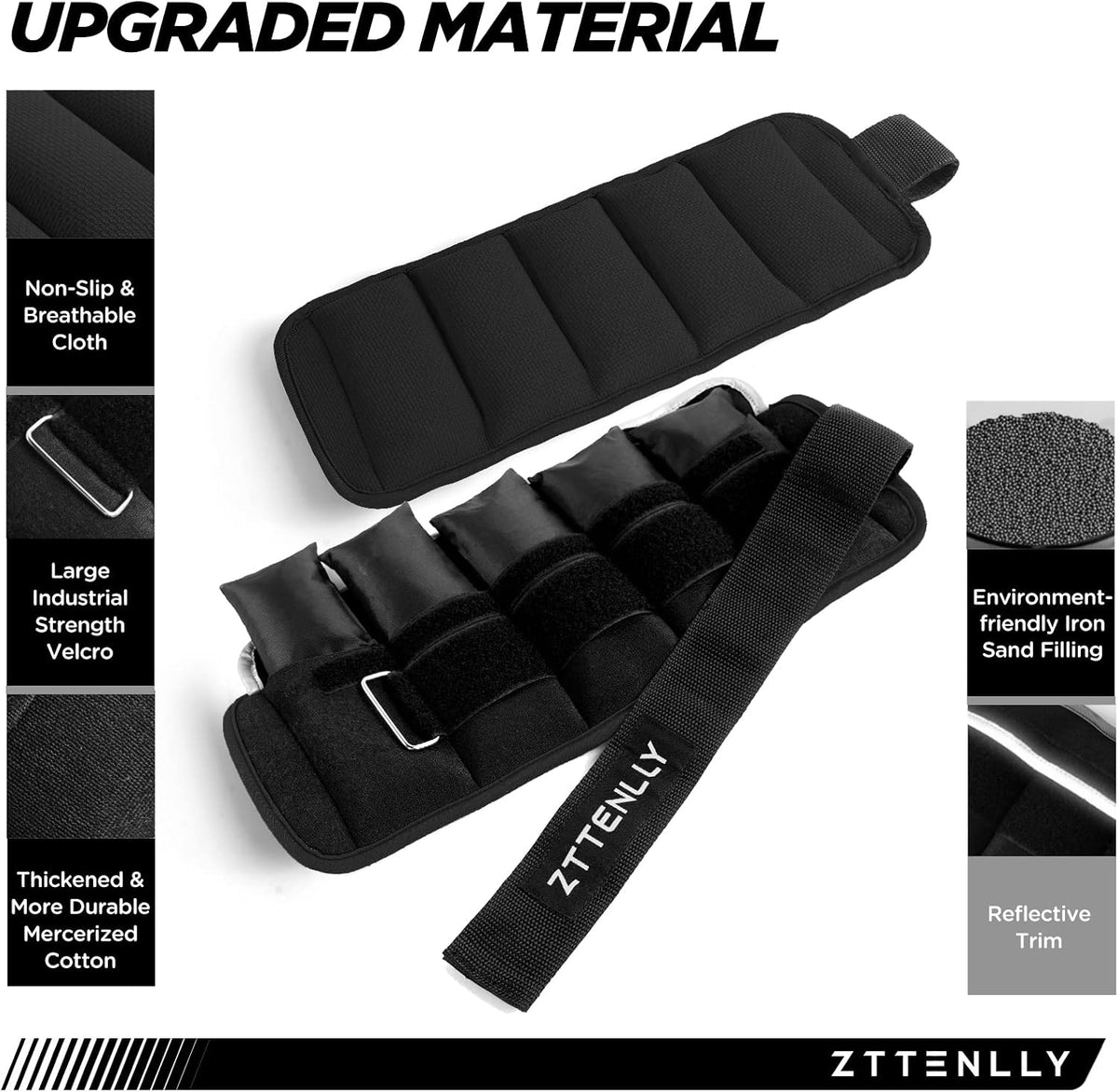 ZTTENLLY Adjustable Ankle Weights with Carry Bag, Pair