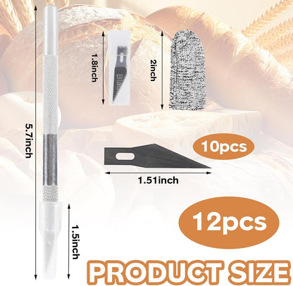 Bread Scoring Tool, Sourdough Razor Scorer & Scoring Lame with 11 Blades, Safety Cover & 2 Finger Sleeves – Stainless Steel For Home Bakers, Sourdough Starter Lovers, Hobbyists & Baking Enthusiasts