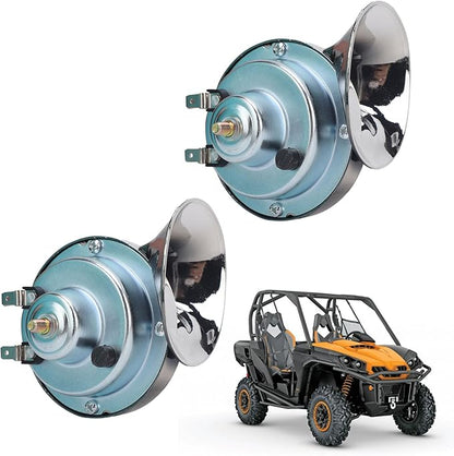 12V Universal UTV Horn Kit Delivers high Sound Quality, Stable Circuit Output, Versatile fit for Polaris RZR General Ranger, Cat Wildcat Trail, for Maverick, Teryx,