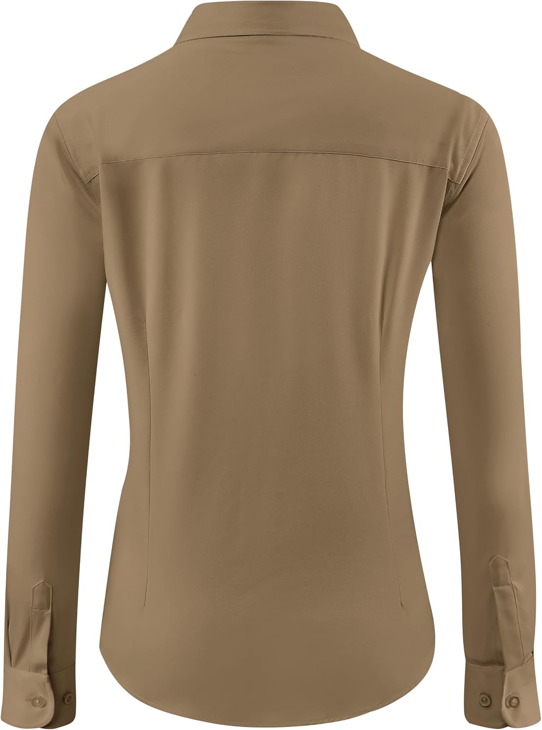 hearain Soft Wrinkle-Free Women's Button Down Dress Shirts Solid Long Sleeve Work Blouses Fit Stretch Casual Tops XXS-6XL