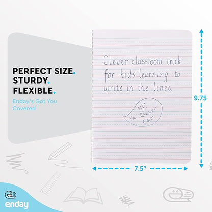 Enday Primary Composition Notebook K-2, Primary Ruled Composition Book, Primary Composition Notebook for Kids, 100 Sheets kindergarten Notebook, Red and Grey (2 Pack)
