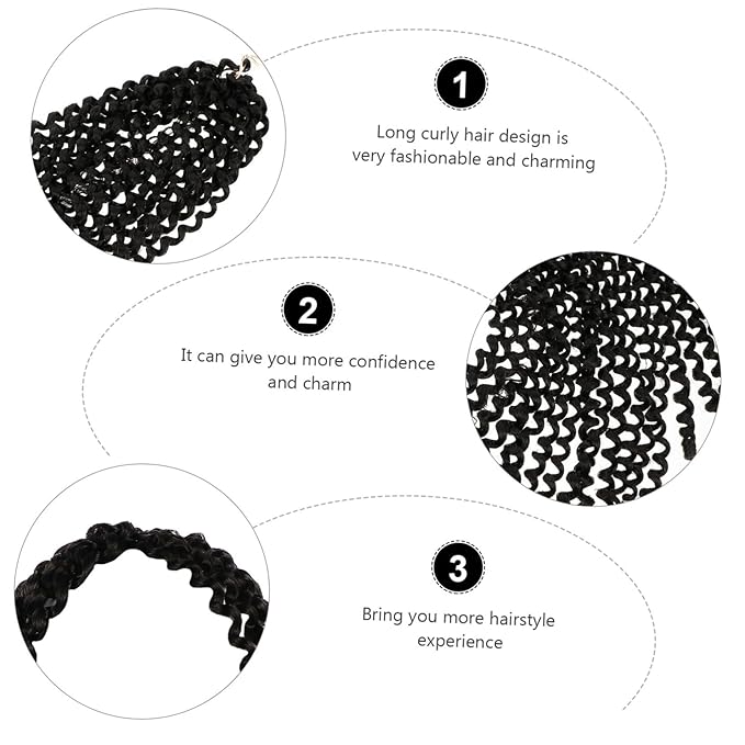 balacoo Water Ripple Wig Wigs Human Hair Crochet Hair Jumbo Braids Extensions Hair Curly Wig Hair Crochet Braiding Twist Hair Low Temperature Wire Black