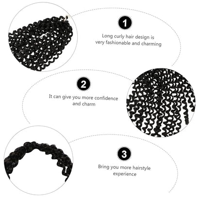 balacoo Water Ripple Wig Wigs Human Hair Crochet Hair Jumbo Braids Extensions Hair Curly Wig Hair Crochet Braiding Twist Hair Low Temperature Wire Black