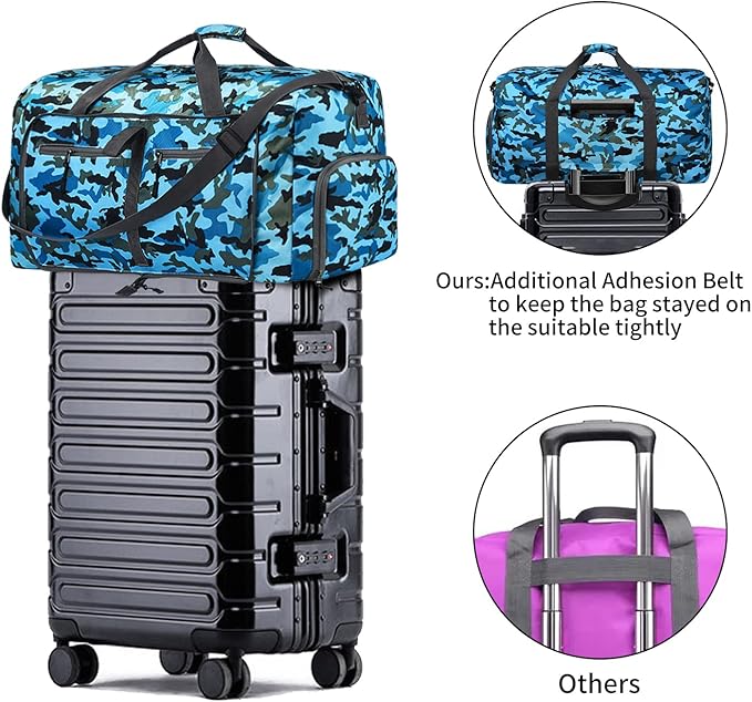 Dimayar 65L Travel Duffle Bag - Foldable Duffel Bag with Shoes Compartment - Overnight Bags Waterproof  Tear Resistant