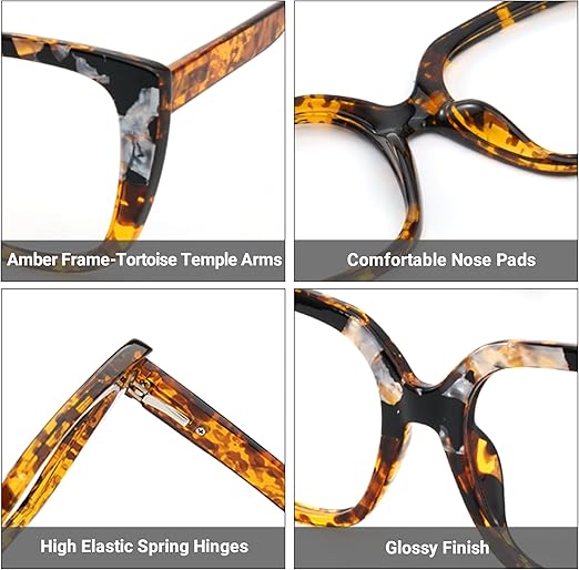Zeelool Stylish Oversized Square Glasses with Non-prescription Clear Lens Eyewear for Women Brenda ZOP02126-16 Amber