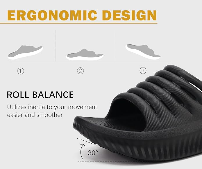 KuaiLu Recovery Sandals Women With Comfortable Arch Support Sport Slides | Ladies Orthotic Thick Cushion Open Toe Slippers Relief Plantar Fasciitis Reduces Stress on Feet,Joints & Back Post-Exercise