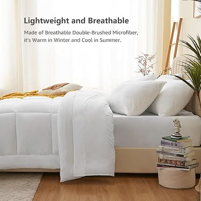 CozyLux White Comforter King Size 7 Pieces White Hotel Bedding Set King Bed in a Bag Bed Sets with All Season Quilted Comforter, Flat Sheet, Fitted Sheet, Pillowcases