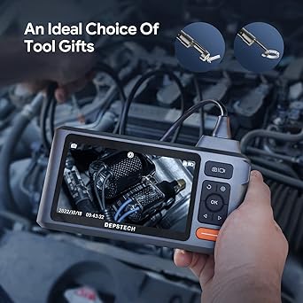 DEPSTECH Industrial Borescope Tool  5" IPS Screen, 1080P Dual Lens Endoscope Camera with Lights, Split Screen, IP67 Waterproof Sewer Inspection Camera, 16.5ft Semi-Rigid Snake Cable, Mechanic Gadget