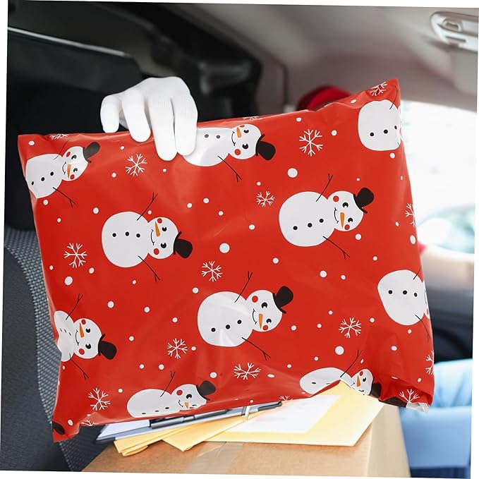 100Pcs Christmas Snowman Design Shipping Bags Self Sealing Poly Mailers Thick Holiday Parcel Bags for Envelopes for Christmas Mailing