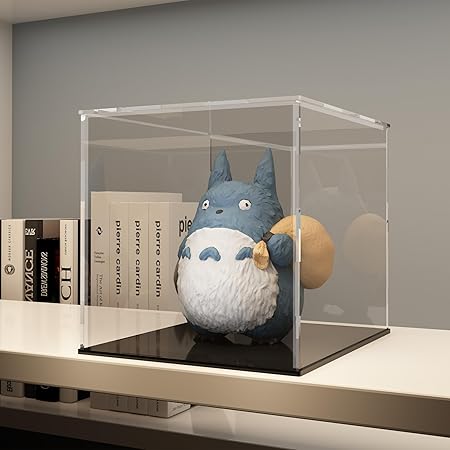 Acrylic Display Case for Collectibles and Toys, Versatile Clear Acrylic Display Box with Black Base for Action Figures and Souvenirs, 9-inch