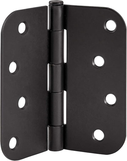 2-Pack 4-Inch x 4-Inch Interior Door Hinges with 5/8-Inch Radius, Matte Black, Heavy Duty Steel Construction, Left- or Right-Handed – Design House, 188979