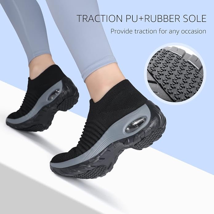 8.5-9 HKR Women Walking Shoes Comfortable Slip On Sneakers | No-hand Slip-on Design, Breathable Mesh Upper, Cushioned Insole, Rubber Outsole, Lightweight
