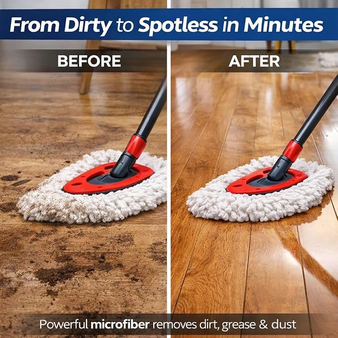 Triangular Microfiber Spin Mop Replacement Heads, Pack of 1 – Washable Mop Refills for Hard Floors