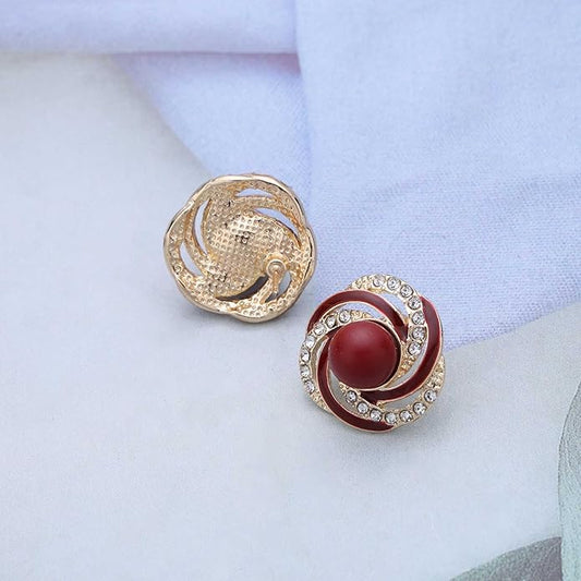 Vintage Round Red Gemstone Stud Earrings Round Red Coral earrings Swirl Crystal Earrings Cz Red Rhinestone Post Earrings Geometric Gem Earrings Jewelry for Women