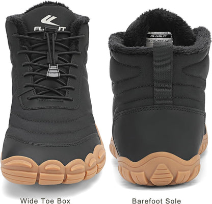 Mens Womens Barefoot Snow Boots Winter Warm Shoes Fur Lined Wide Toe Box Zero Drop Ankle Sneakers