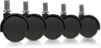 Slipstick CB682 2 Inch Replacement Office Chair Wheels (Set of 5 Casters) Universal Standard Size Stem 716 Inch x 78 Inch - Black Plastic