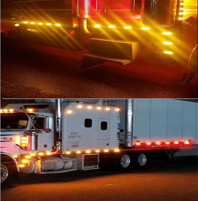 4Pcs 6.4in Front Rear Amber LED Side Marker Lights,Waterproof 12V Chrome Bezel Trailer Marker Lights,Turn Signal Light,Clearence Light Tail Light for Truck ATV SUV RV Camper UTV