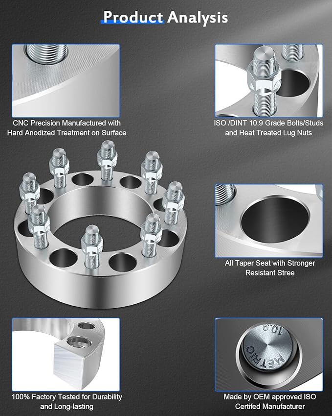 ECCPP 2X 2 inch 8 lug Wheel Spacers Adapters 8x6.5 to 8x6.5 with 916 Thread 126.15mm for Dodge Ram 2500 3500 1994-2011  for F250 F350 1988-1998 for Ford E-250 Econoline 1978-2002