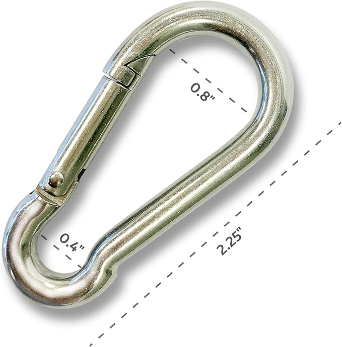 Stainless Carabiner Clip -Snap Hook Clips Pack of 4-316 Stainless Steel Clips Marine Grade - Keychain Carabiner Clips - Weight Lifting Carabiner - Hikers Clip Carabiners (4 inches)