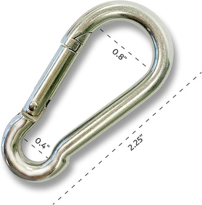 Stainless Carabiner Clip -Snap Hook Clips Pack of 4-316 Stainless Steel Clips Marine Grade - Keychain Carabiner Clips - Weight Lifting Carabiner - Hikers Clip Carabiners (4 inches)